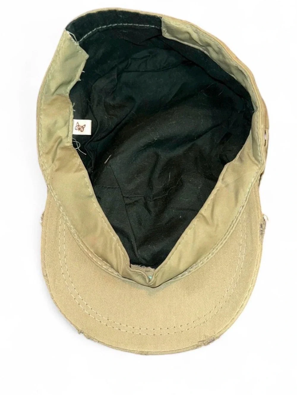 Khaki Army Green Star Stud Studded Accent Canvas Cap